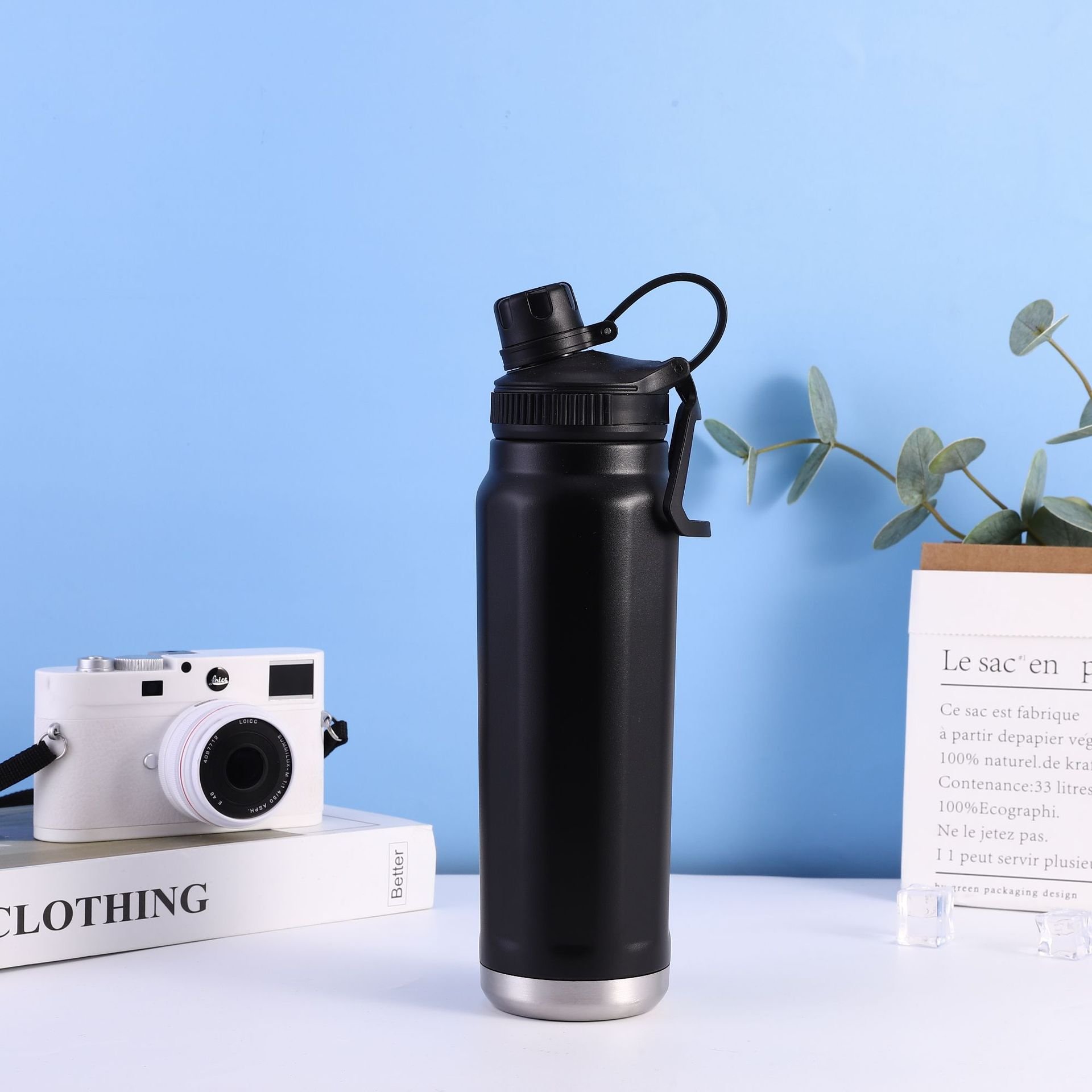 Outdoor Portable Sports Travel Vacuum Flask 750ml Powder Coated Stainless Steel Thermal Water Bottle