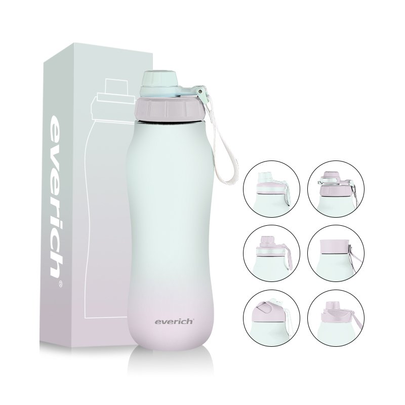 2024 New Design double wall stainless steel vacuum flask gourd waist tight water bottle with handle straw lid