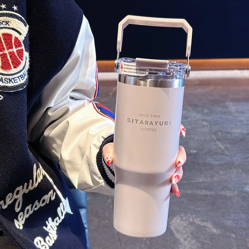 Custom Logo Hot 900ml stainless steel coffee tumbler cup with handle Double Wall Portable Car vacuum flasks