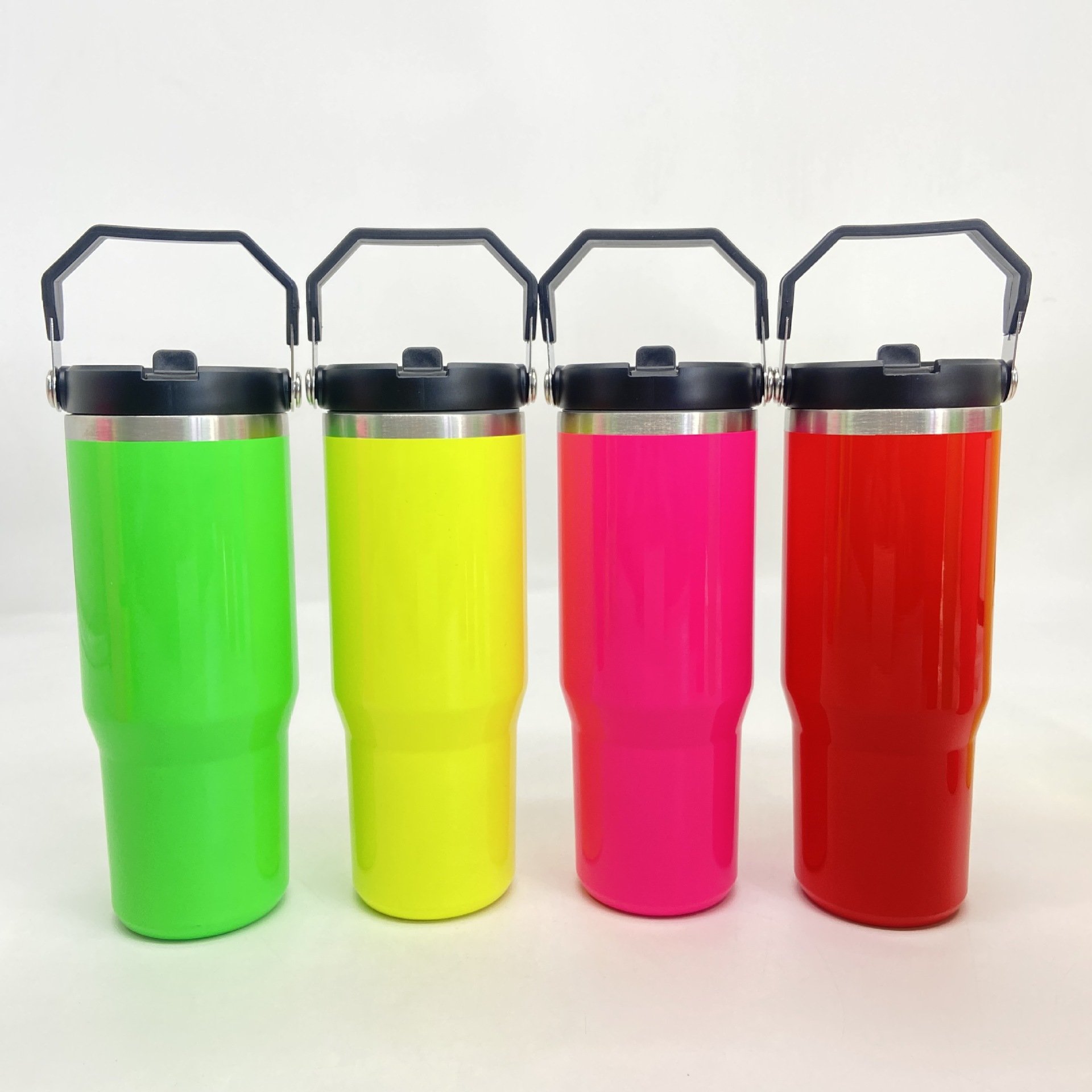 New Fluorescence Stainless Steel Travel Coffee Mug Neon Color 30oz 40 oz Tumbler With Handle