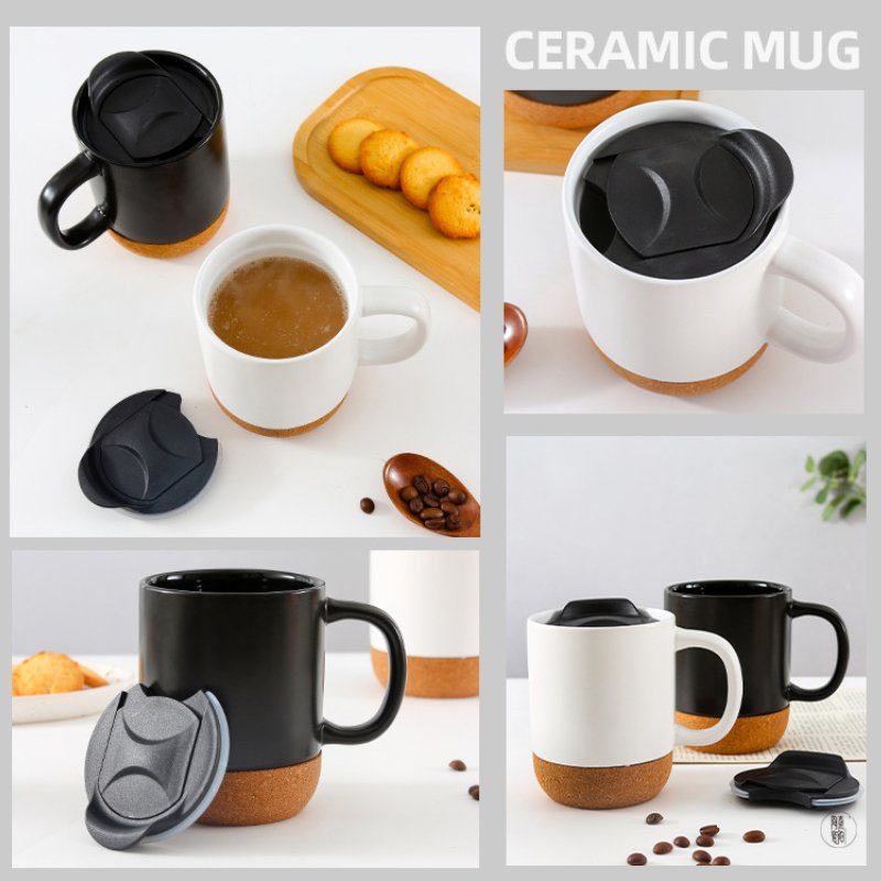Customised Logo 11oz Porcelain White Printed Christmas Sublimation blank Ceramic Cup Coffee Mugs With cork bottom and lid