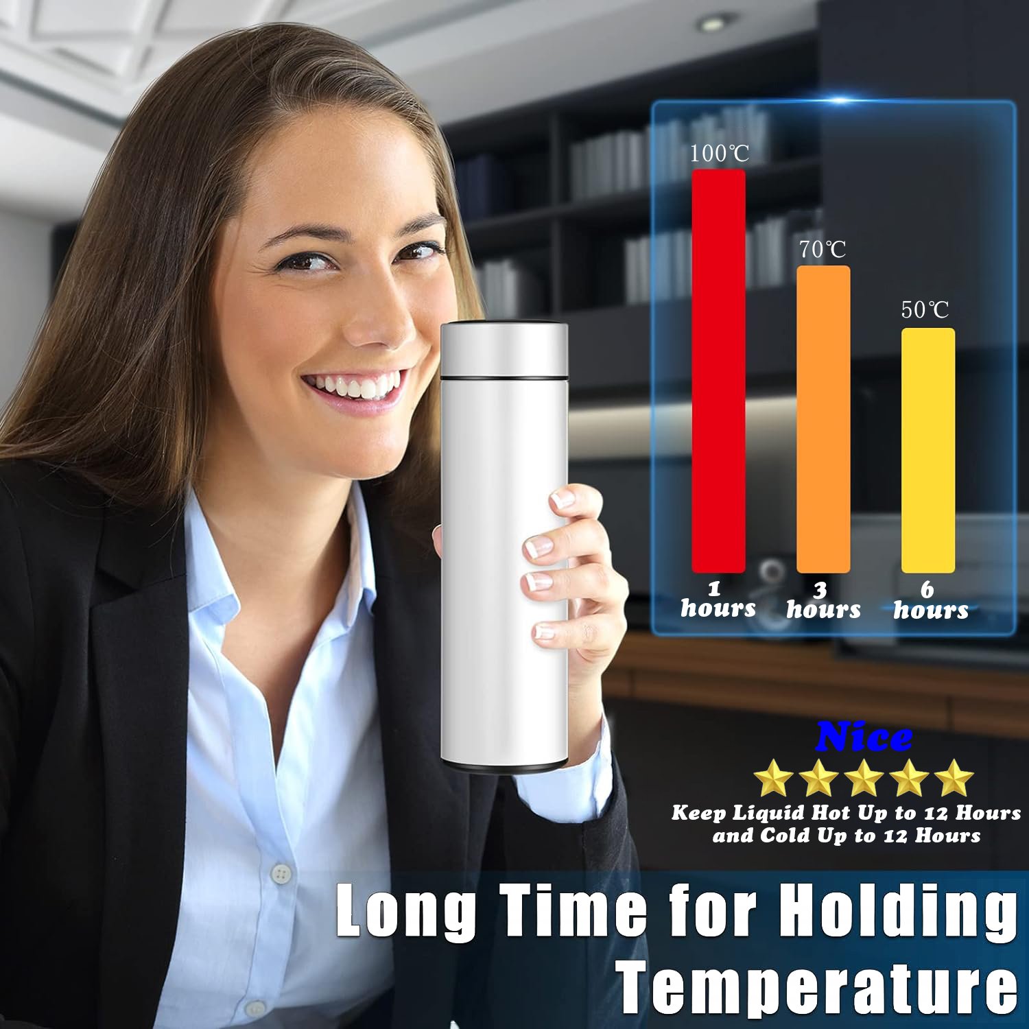Custom logo Digital 500ml Vacuum Flasks With LED Temperature Display Stainless Steel Thermo Cup Intelligent Smart Water Bottle
