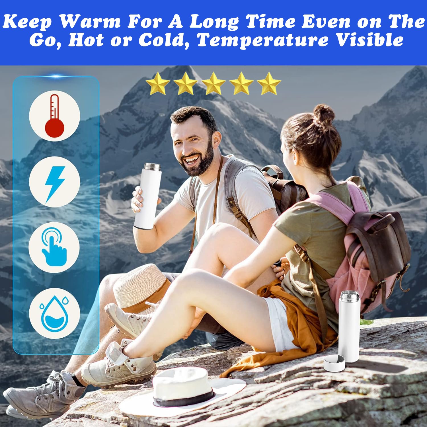 Custom logo Digital 500ml Vacuum Flasks With LED Temperature Display Stainless Steel Thermo Cup Intelligent Smart Water Bottle