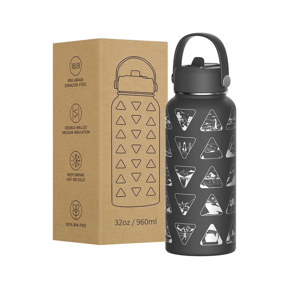 National Parks Bucket List Travel Water Bottle with Colorful Stickers Insulated Water Bottle for Sports
