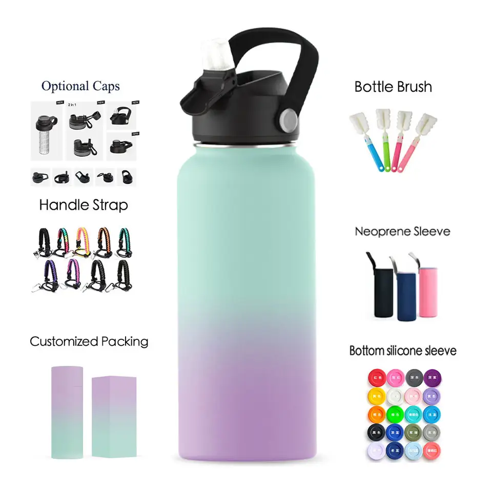 National Parks Bucket List Travel Water Bottle with Colorful Stickers Insulated Water Bottle for Sports