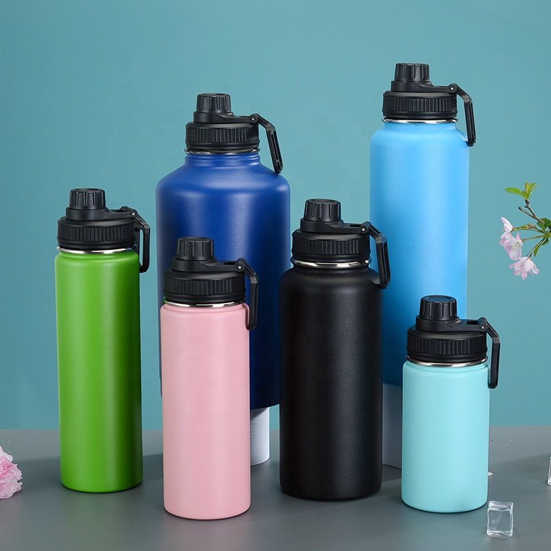 18oz 25oz 32oz portable sport gym vacuum flask insulated stainless steel thermal water bottle with handle customizable logo
