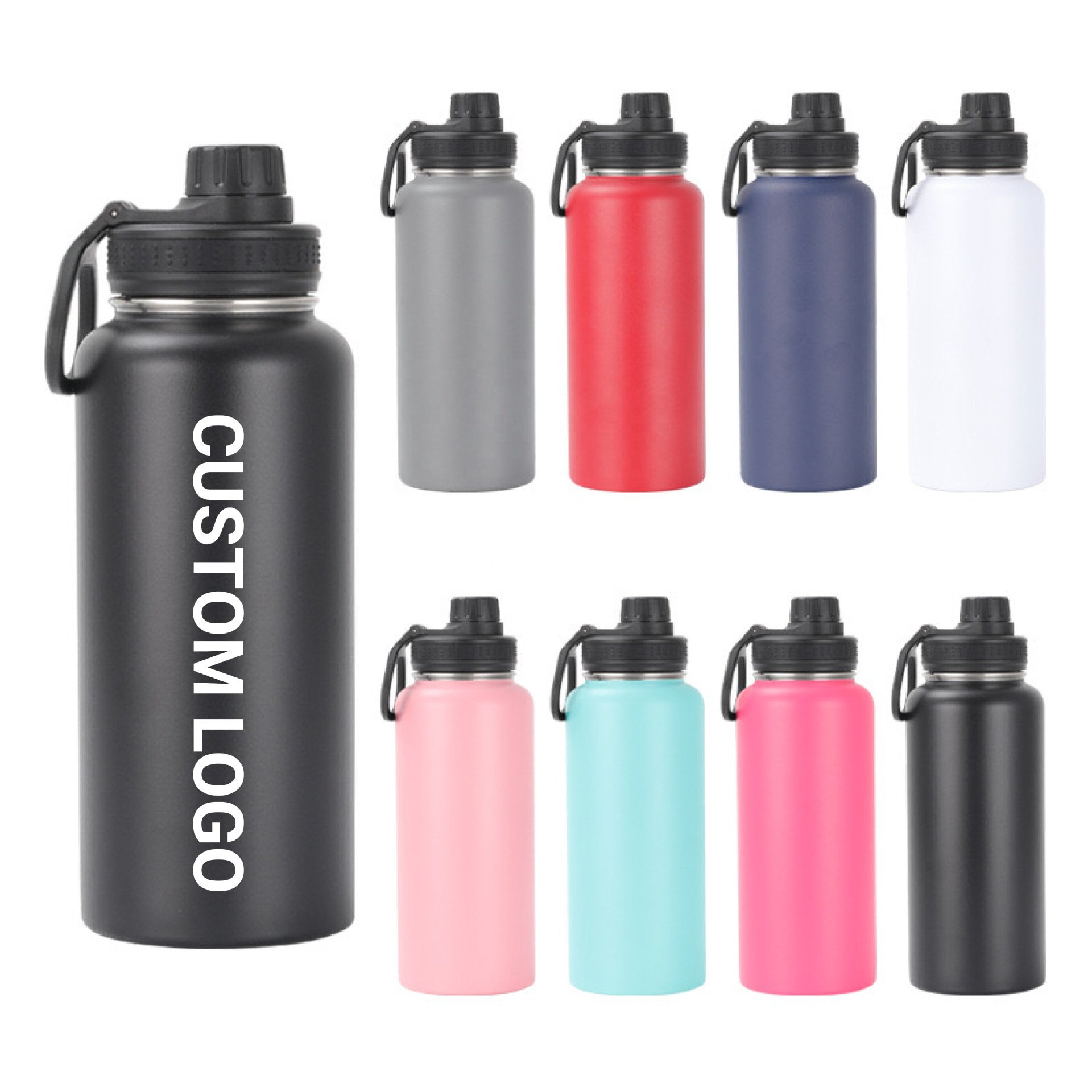 18oz 25oz 32oz portable sport gym vacuum flask insulated stainless steel thermal water bottle with handle customizable logo
