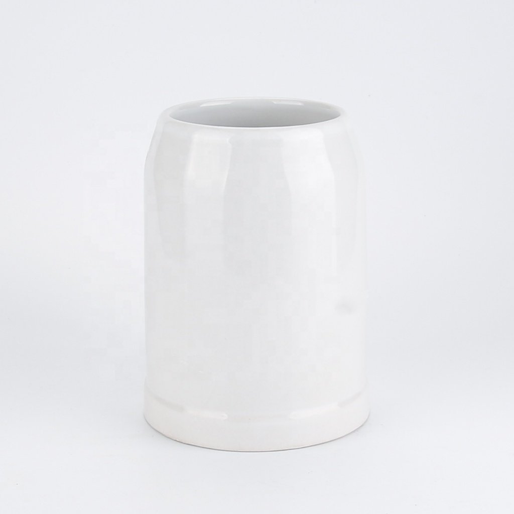 Customized Stoneware 500ml Ceramic Beer Mug White 16oz Ceramic Mugs Beer Stein