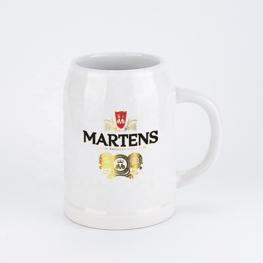 Customized Stoneware 500ml Ceramic Beer Mug White 16oz Ceramic Mugs Beer Stein