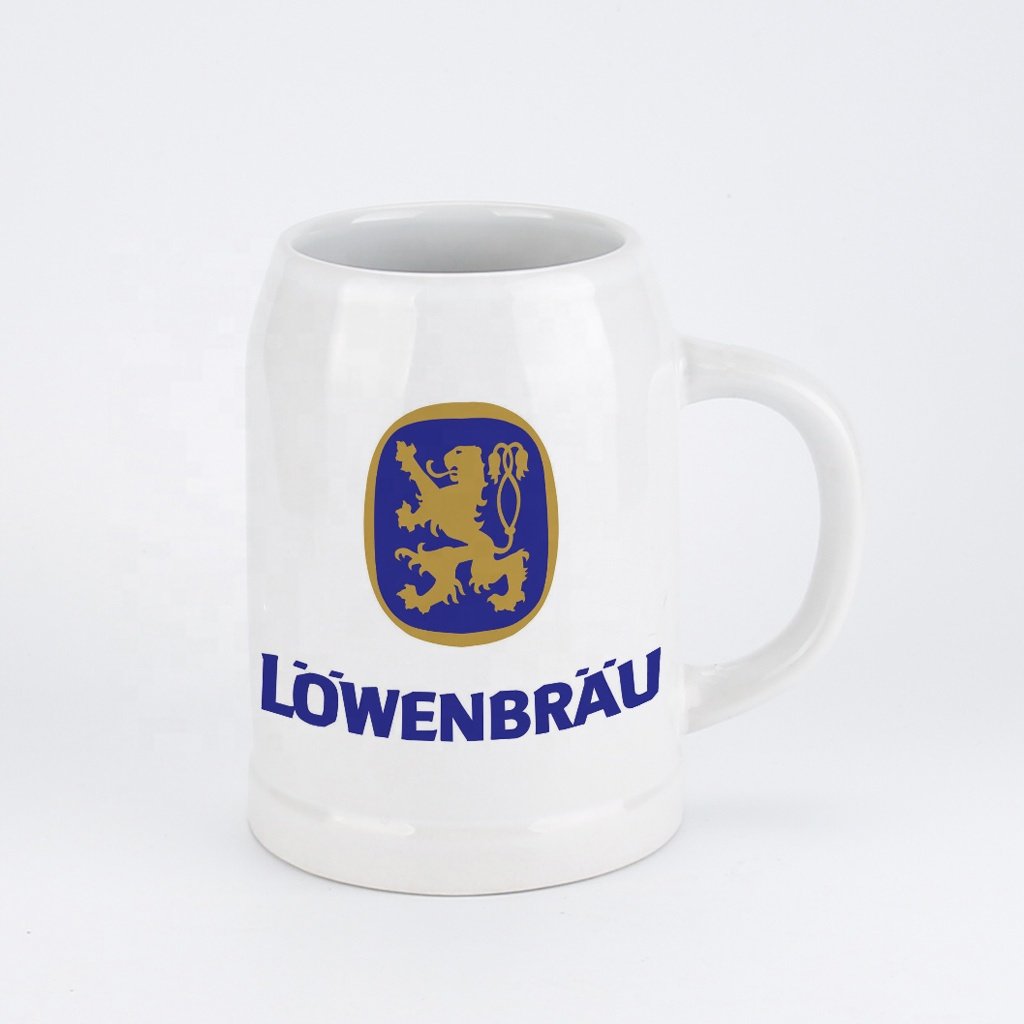 Customized Stoneware 500ml Ceramic Beer Mug White 16oz Ceramic Mugs Beer Stein