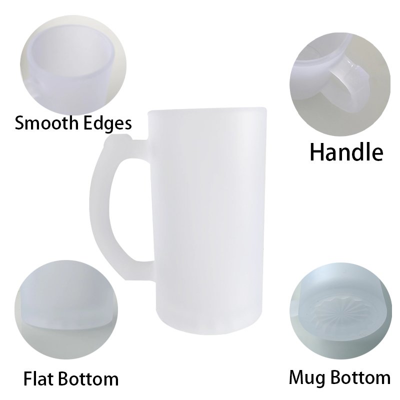 USA Warehouse 16oz Sublimation Blank frosted sublimation tumbler cup 16 oz beer drinking glass mugs with handle