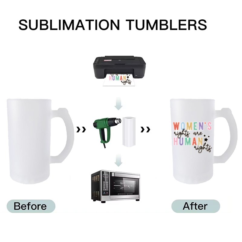 USA Warehouse 16oz Sublimation Blank frosted sublimation tumbler cup 16 oz beer drinking glass mugs with handle