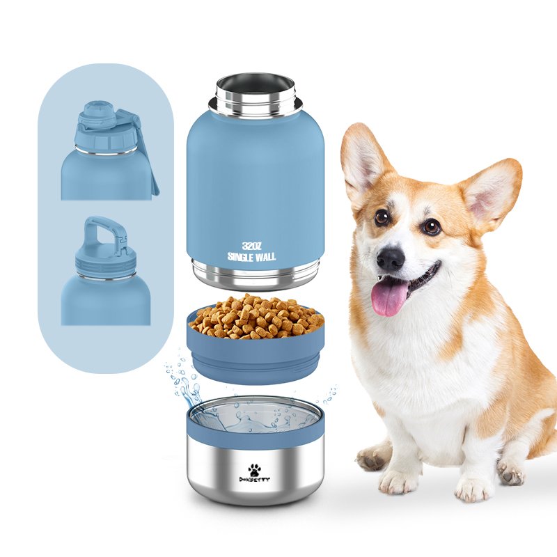 Travel dog water bottle drinking stainless steel vacuum insulated Portable Pet Water Bottle for Walking Hiking Travel