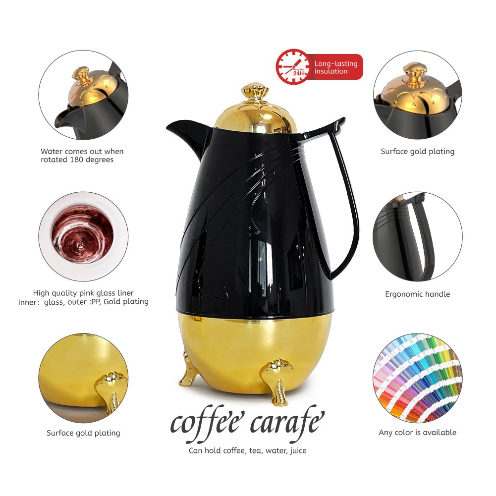 Hot selling volume 1000ml vacuum arabic tea coffee pot with glass liner thermos coffee carafe