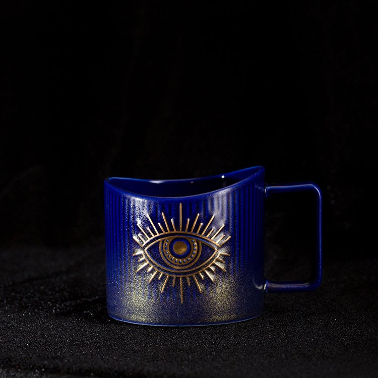 ZC New Blue Eye Tea Coffee Cups 14 oz Bone China Porcelain Nice Ceramic Evil Creative Mugs cup