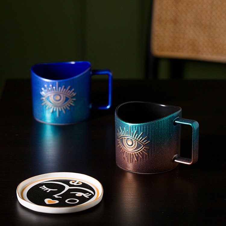 ZC New Blue Eye Tea Coffee Cups 14 oz Bone China Porcelain Nice Ceramic Evil Creative Mugs cup