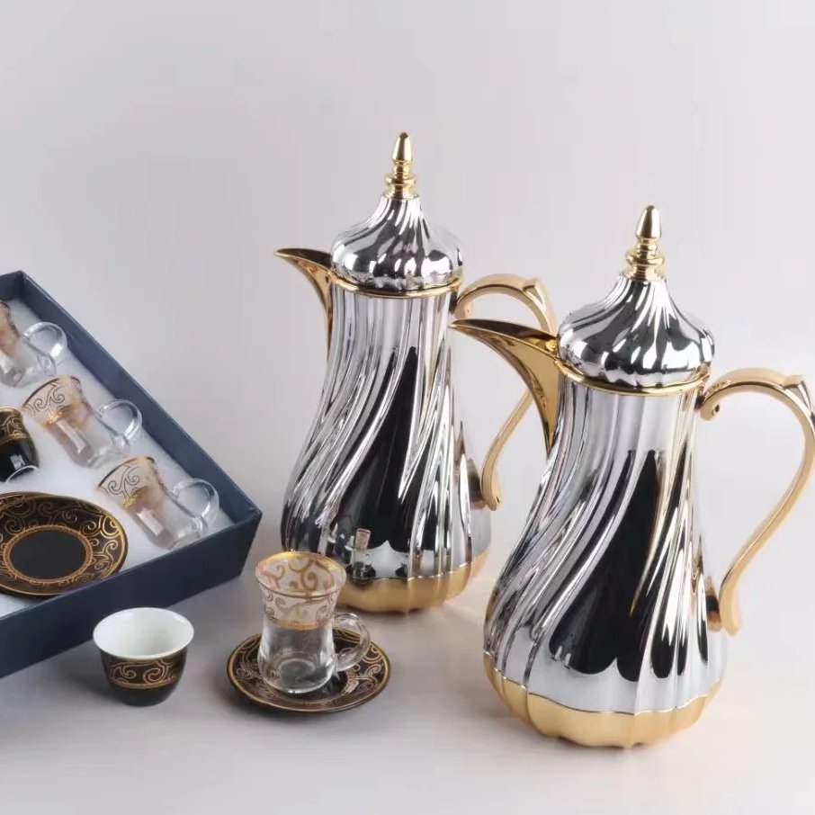 Customized Arabic Thermos Dallah Coffee Pot Flask 24 Hour Keep Hot or Cold Vacuum coffee tea Jug with Glass Liner