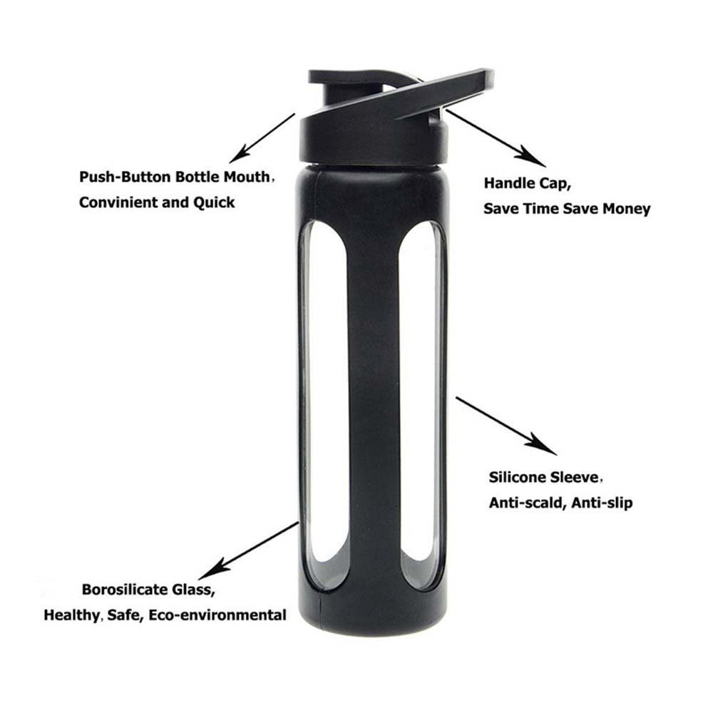 Best Selling 700ml Borosilicate Glass Water Bottle with Silicone Sleeve