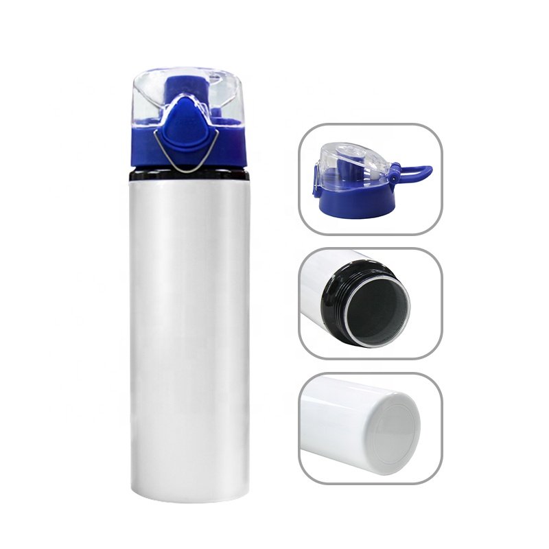 750ml Capacity Wholesales White Blank Sports Travel Aluminum Water Bottle Sublimation With Leak Proof Lid