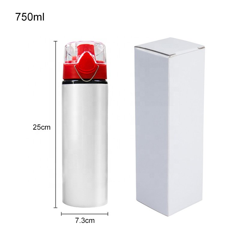 750ml Capacity Wholesales White Blank Sports Travel Aluminum Water Bottle Sublimation With Leak Proof Lid