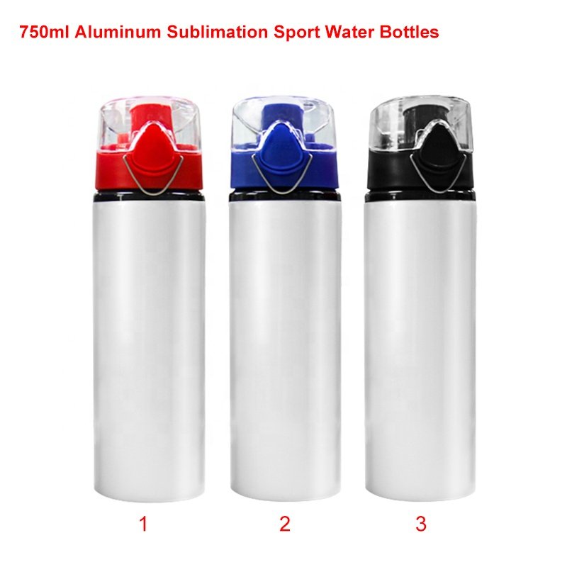 750ml Capacity Wholesales White Blank Sports Travel Aluminum Water Bottle Sublimation With Leak Proof Lid