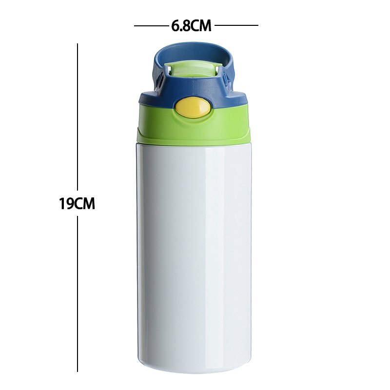 Mazoho USA Warehouse 12oz Skinny Straight Sublimation Kids Flip Top Tumblers Kids Water Bottle