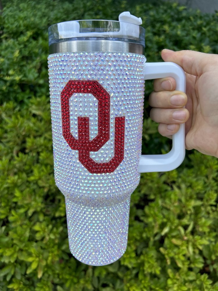 20 Colors High Quality Game Day Football Teams 40oz Kansas Rhinestone Tumblers NFLC Bling Sports KC Chiefs Mugs