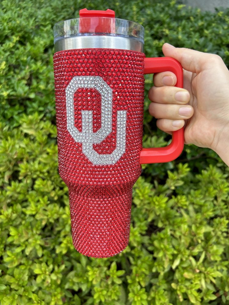 20 Colors High Quality Game Day Football Teams 40oz Kansas Rhinestone Tumblers NFLC Bling Sports KC Chiefs Mugs