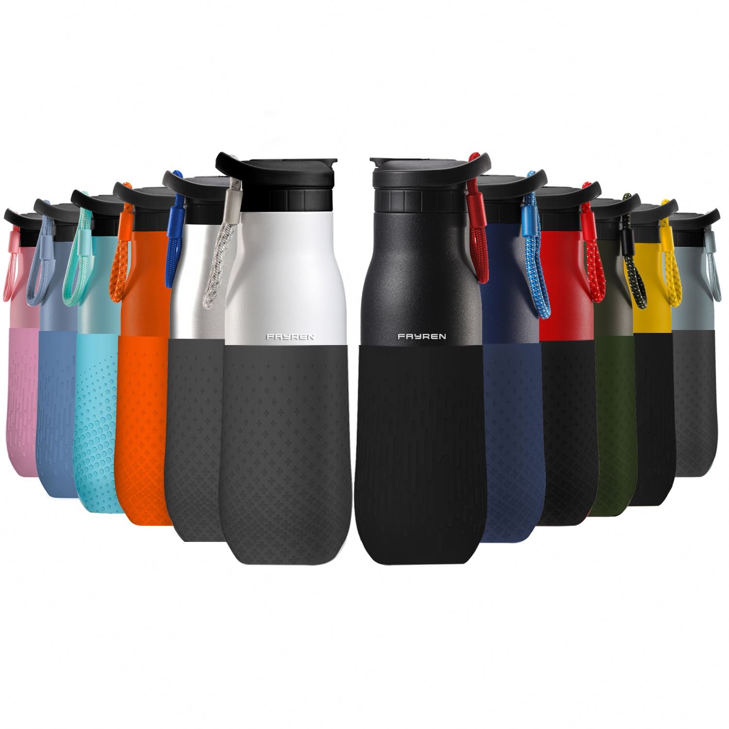 High Quality hot selling double wall 304 stainless steel Vacuum Insulated drinking water bottle thermos with rope handle
