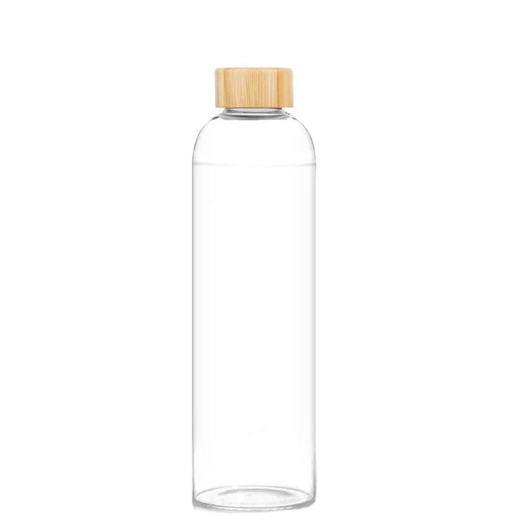 Wholesale unbreakable portable BPA free eco-friendly 500ml 32oz custom bamboo lid silicone sleeve nice unique glass water bottle