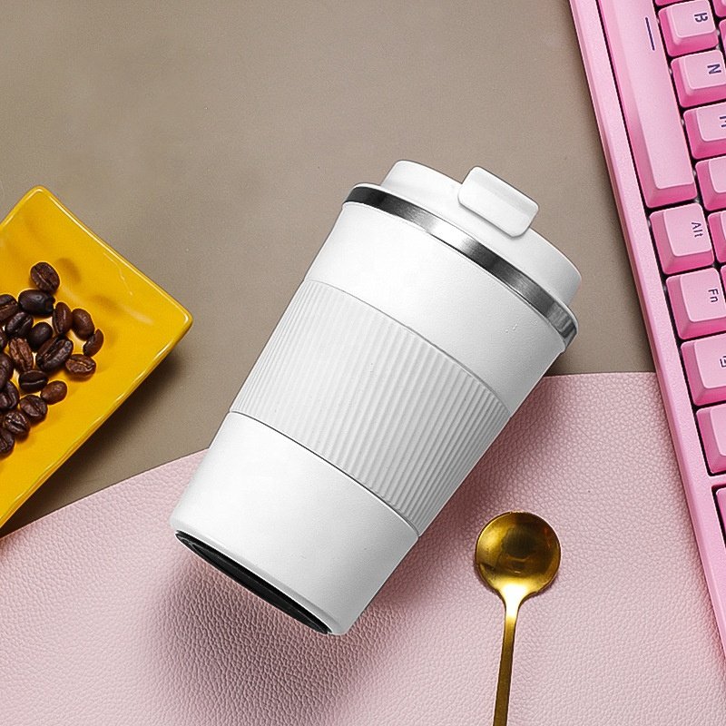 Premium Stainless Steel Vacuum Matte Coffee Mug 380ml 510ml Silicone Sleeve Office Hot and Cold Reusable Water Cup Custom Logo