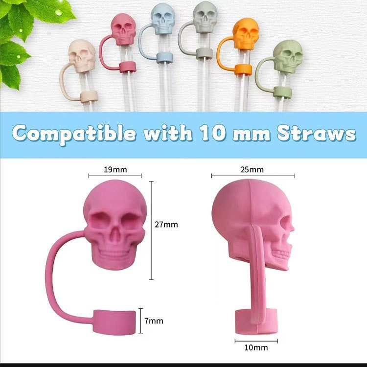 Christmas Halloween Straw Topper Tumbler Straw Cap Dust-Proof Cover Reusable Silicone Straw Protectors Water Bottle Accessories