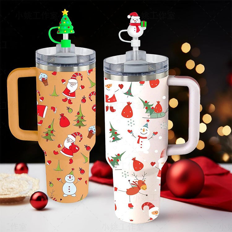 Christmas Halloween Straw Topper Tumbler Straw Cap Dust-Proof Cover Reusable Silicone Straw Protectors Water Bottle Accessories