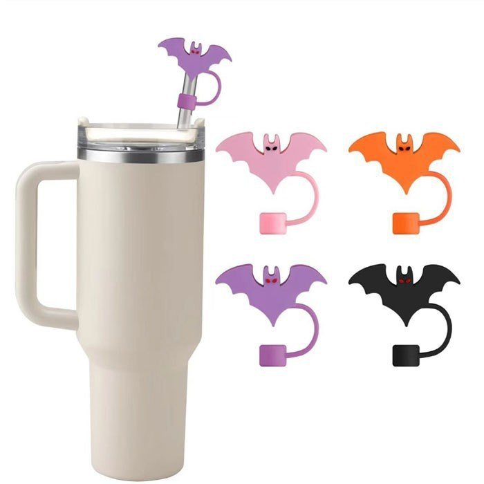 Christmas Halloween Straw Topper Tumbler Straw Cap Dust-Proof Cover Reusable Silicone Straw Protectors Water Bottle Accessories