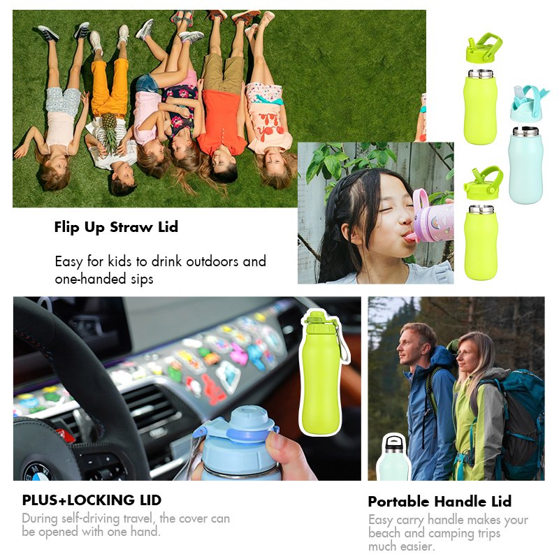 Sample free accepted wide mouth bottle wholesale insulated water bottle double walled with lids straw lanyard for outgoing