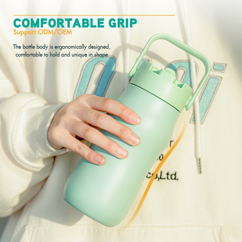 Sample free accepted wide mouth bottle wholesale insulated water bottle double walled with lids straw lanyard for outgoing