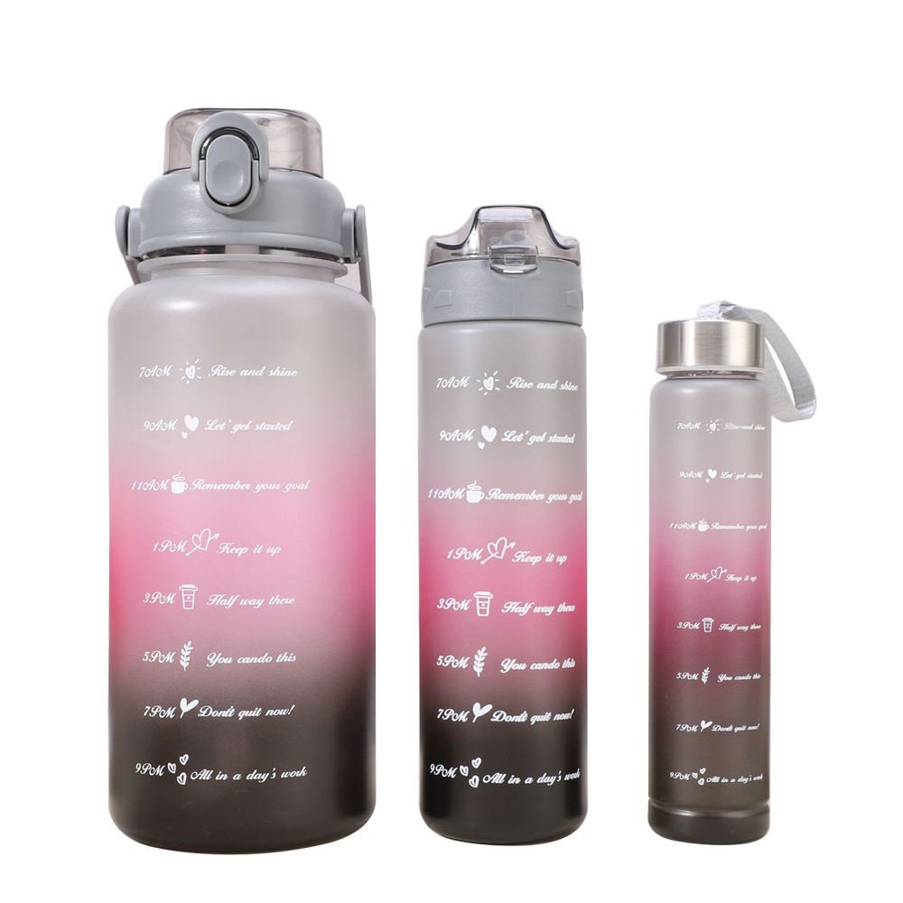 3pcs/set Termos Water Bottle termos de agua gym canecas Termos Motivacional botellas de agua vasos plastico