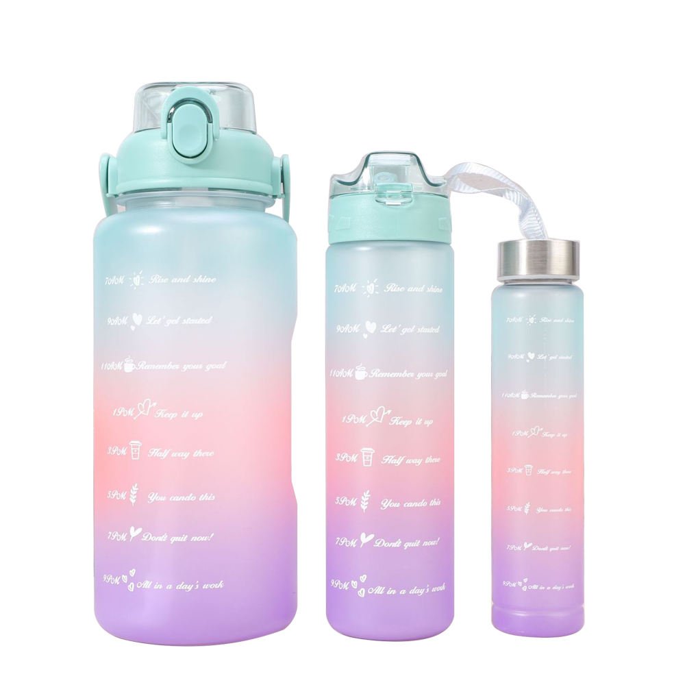 3pcs/set Termos Water Bottle termos de agua gym canecas Termos Motivacional botellas de agua vasos plastico