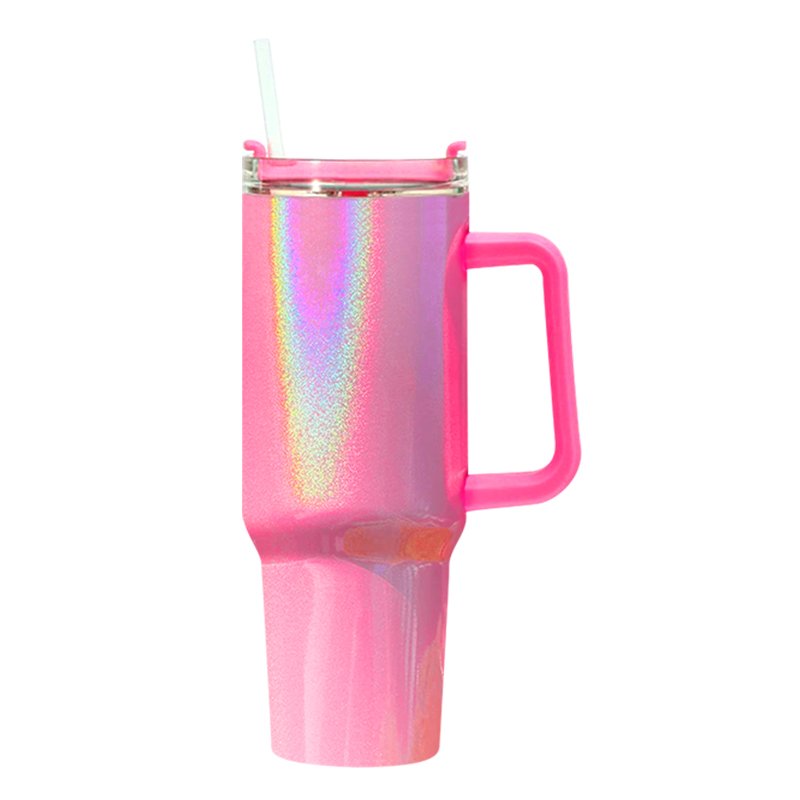 New Arrival 40oz Rainbow Glitter Colors Sublimation Blank Double Walled Stainless Steel Vacuum Travel Mug With Handle