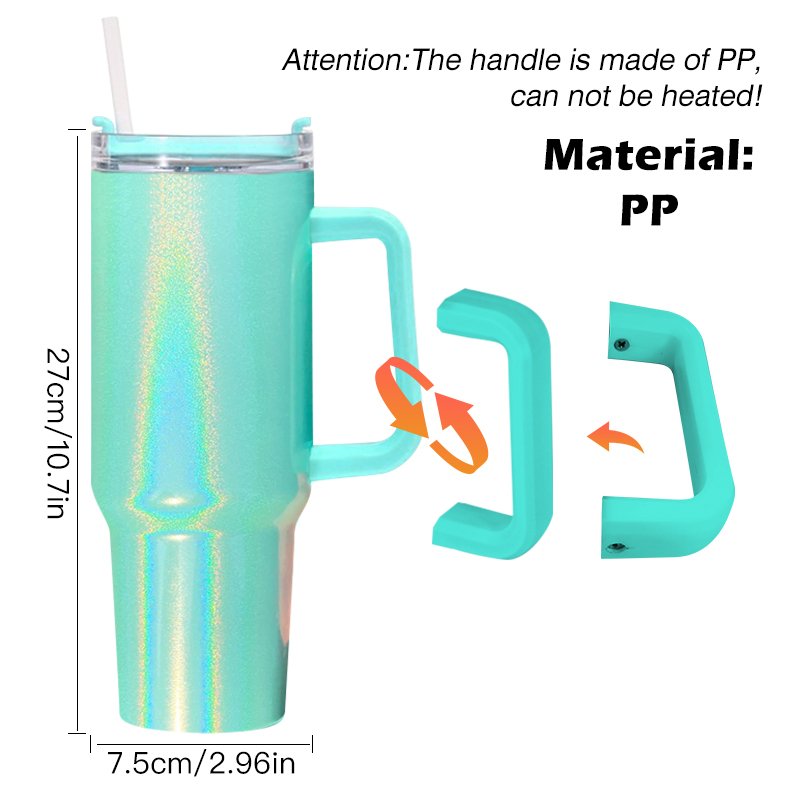 New Arrival 40oz Rainbow Glitter Colors Sublimation Blank Double Walled Stainless Steel Vacuum Travel Mug With Handle