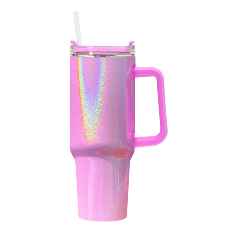 New Arrival 40oz Rainbow Glitter Colors Sublimation Blank Double Walled Stainless Steel Vacuum Travel Mug With Handle