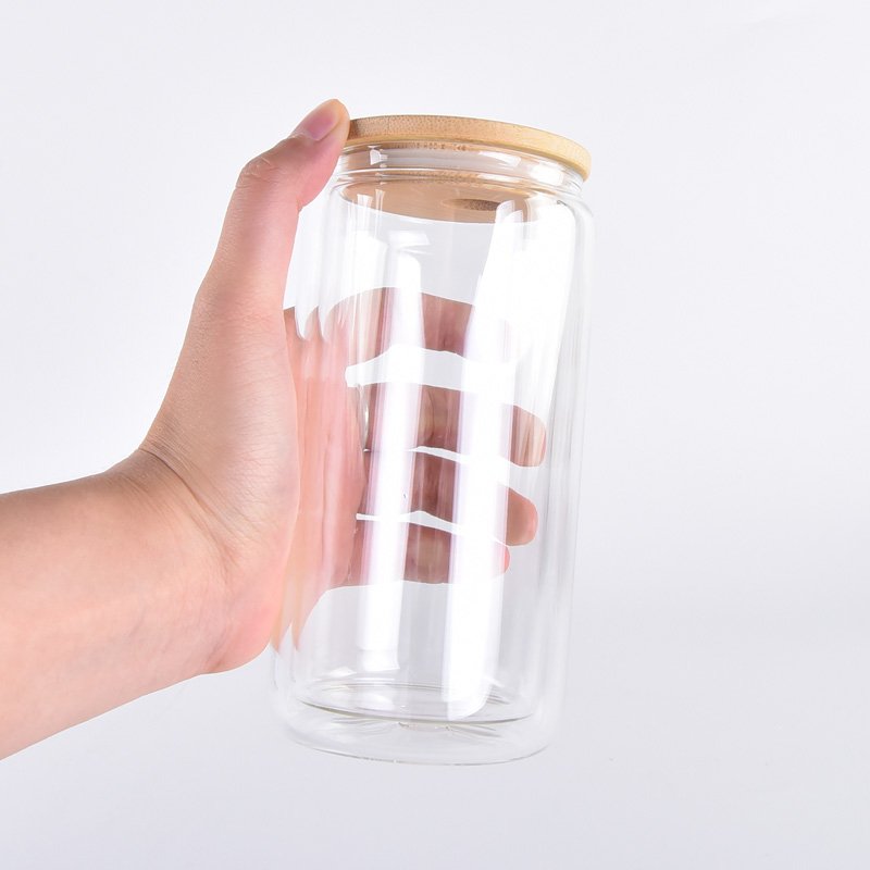 Tea Coffee Cup 16oz Cup Mugs Glass Bottles Custom Soda Beer Can Shaped CLASSIC Party Round V Letter Glass Cup