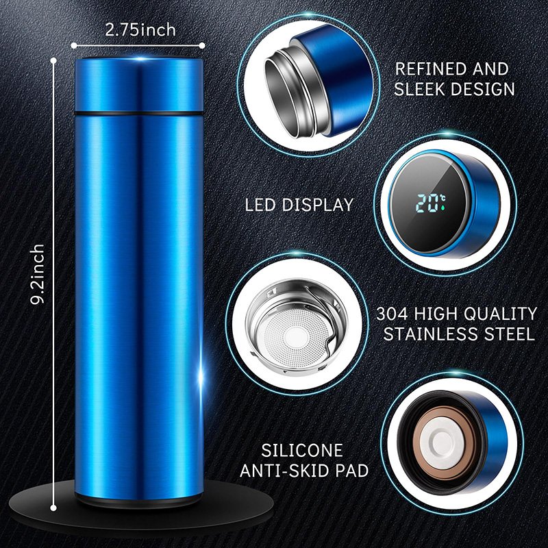 XD750 Customized 500ml Smart Vacuum Thermos with LED Display Water Bottle with Printing Logo Custom Packaging Business Gift Box
