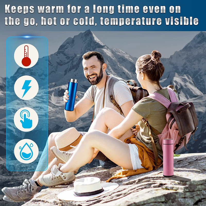 XD750 Customized 500ml Smart Vacuum Thermos with LED Display Water Bottle with Printing Logo Custom Packaging Business Gift Box