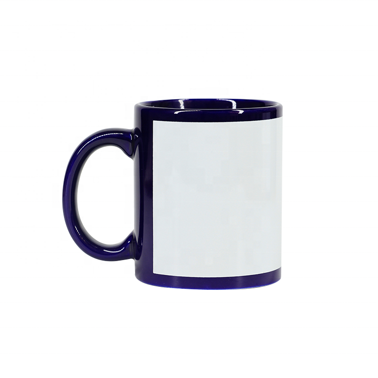 Hot Selling black mug with white patch sublimation coated Personalized design coffee mug great gifts