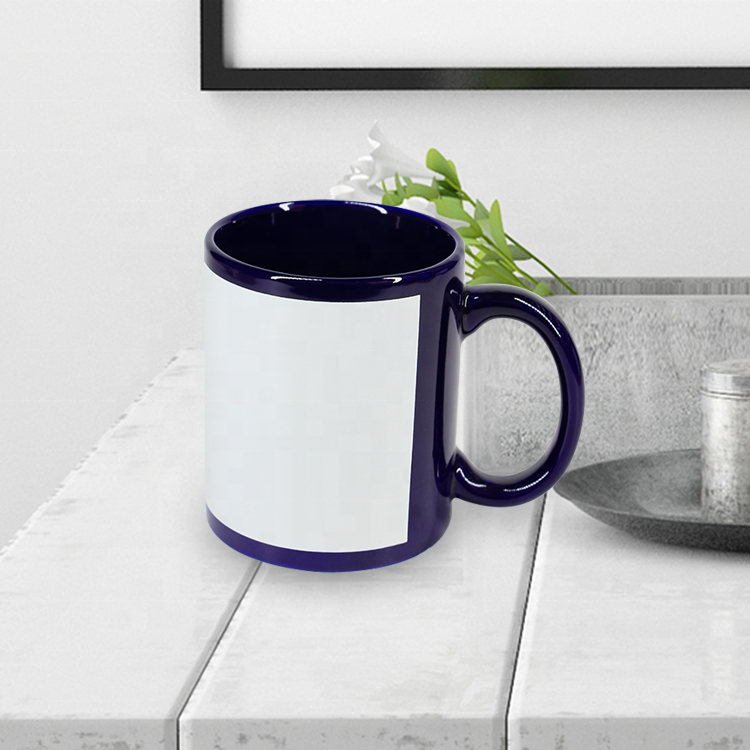 Hot Selling black mug with white patch sublimation coated Personalized design coffee mug great gifts