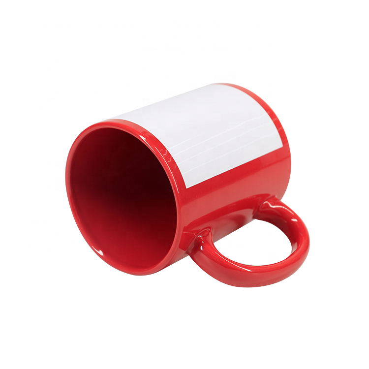 Hot Selling black mug with white patch sublimation coated Personalized design coffee mug great gifts