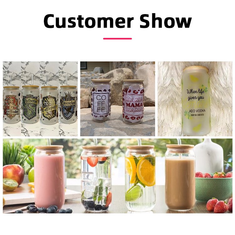 Wholesale High Quality Glass Drinking 16oz Cup with Bamboo Lids and Straw High Borosilicate Beer Glass Mug Coffe Glass Mug