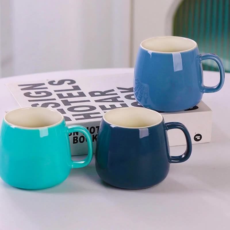 Glazed Custom Ceramic Coffee Mug Tazas with Handle, Mugs for Cappuccino, Espresso, Latte, Cocoa, Milk,Tea