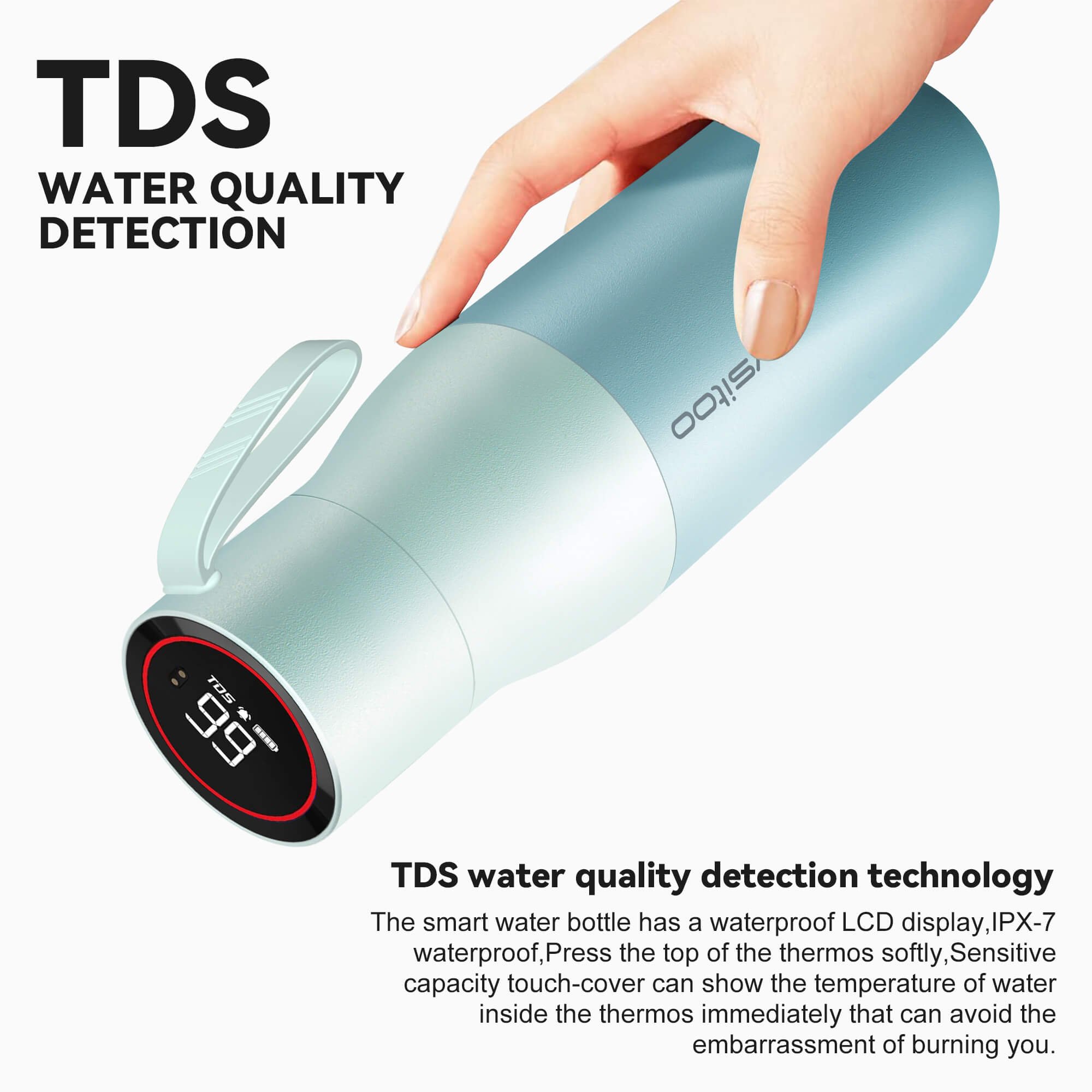 Customized water quality test Stainless Steel LCD Temperature Display Smart Thermos with Reminder stainless steel water Bottle